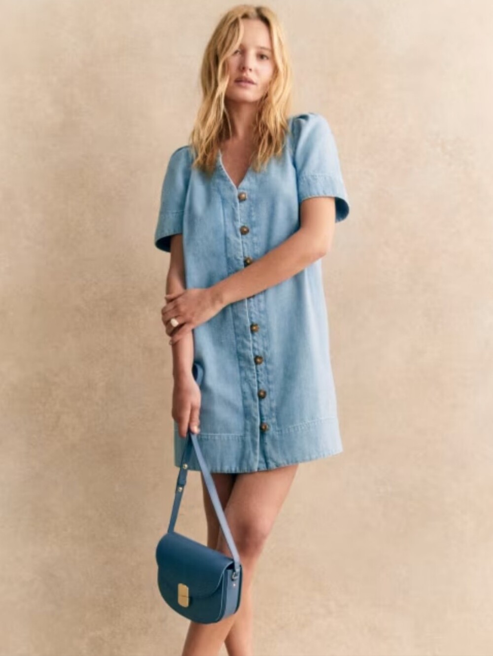 Sézane Vennila Denim Mini Dress Blue Size 6
